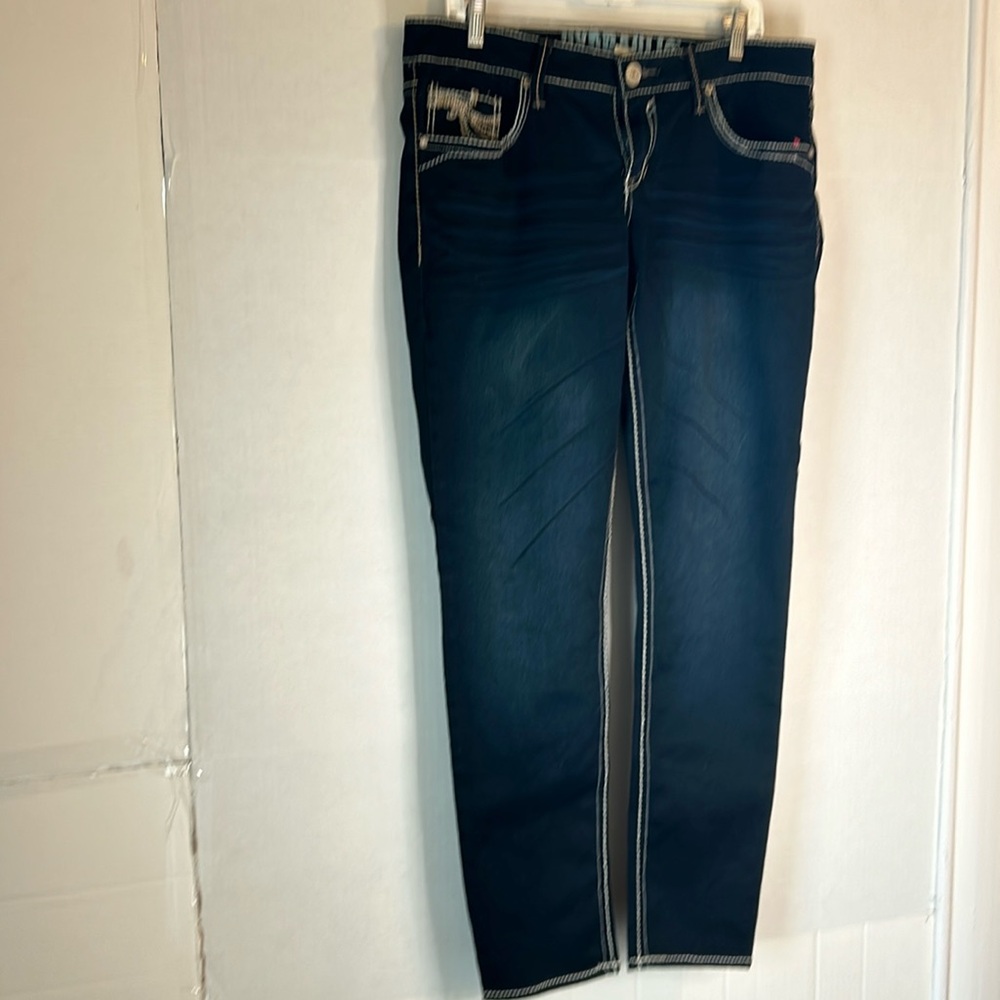 Hydraulic “Addison” Super Skinny Embellished Whiskered Black Jeans. Size 17/18
